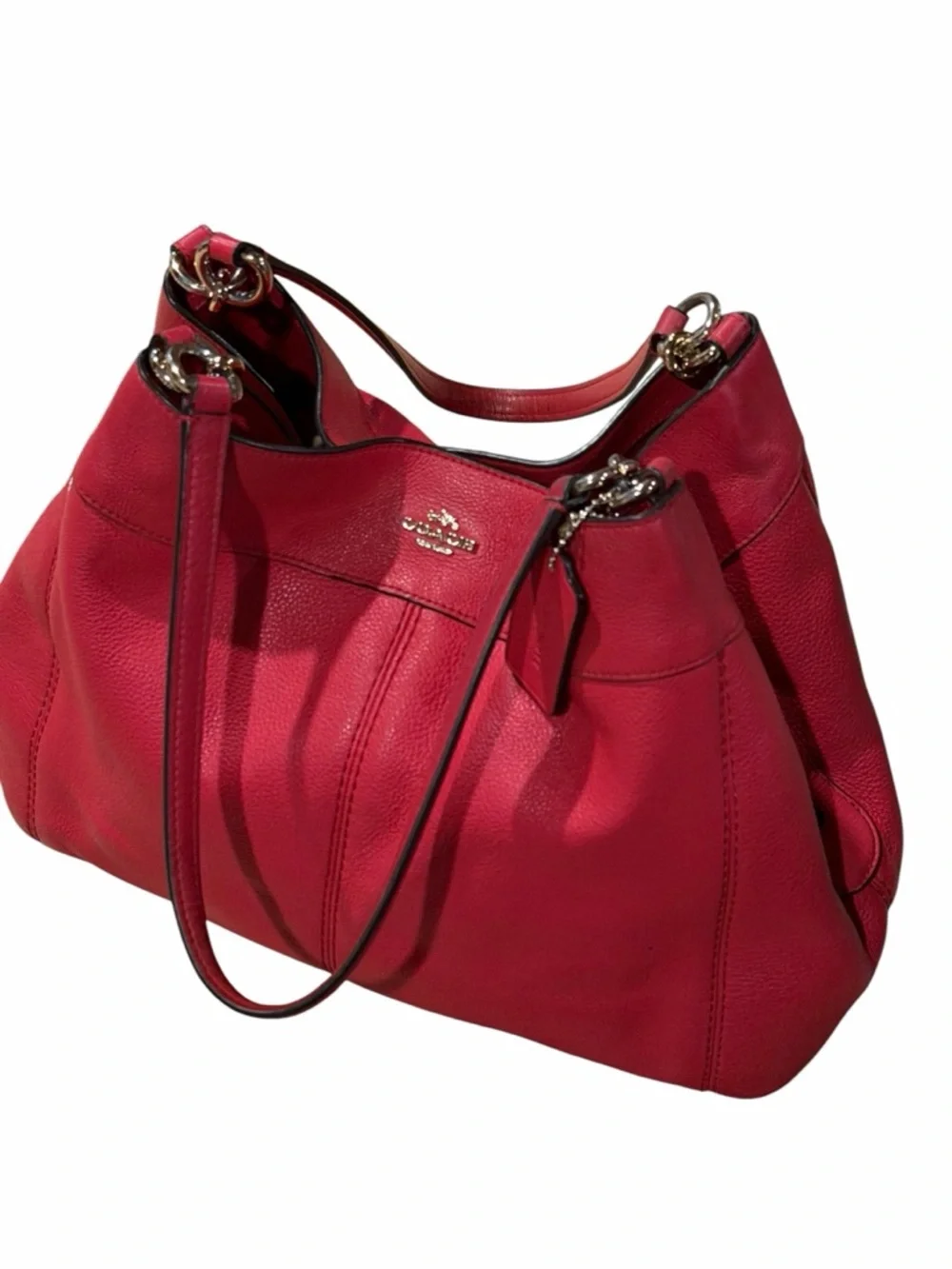 Coach Red Pebble Leather Lexy Shoulder Bag Purse F57545 - Picture 2 of 15